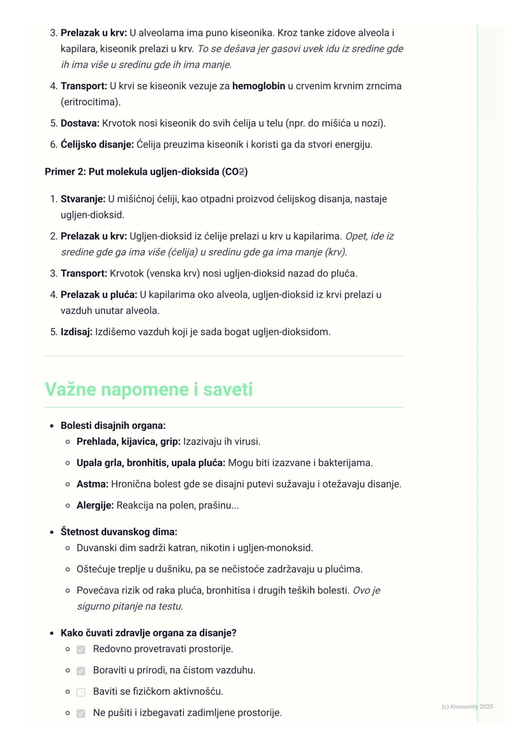 # Sistem organa za disanje

## Uvod u sistem organa za disanje

Sistem organa za disanje nam omogućava da uzimamo kiseonik (02) iz vazduha
i