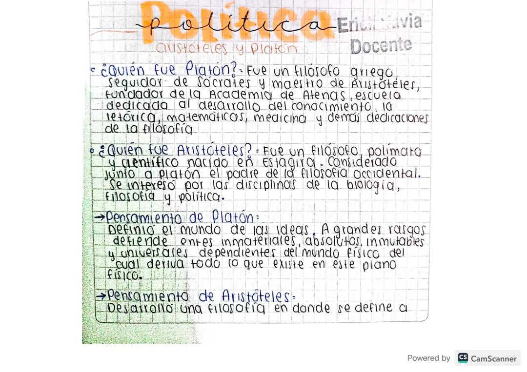 POLÍTICA - ARISTÓTELES Y PLATÓN