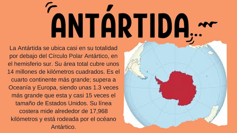 ANTÁRTIDA....
La Antártida se ubica casi en su totalidad
por debajo del Círculo Polar Antártico, en
el hemisferio sur. Su área total cubre u