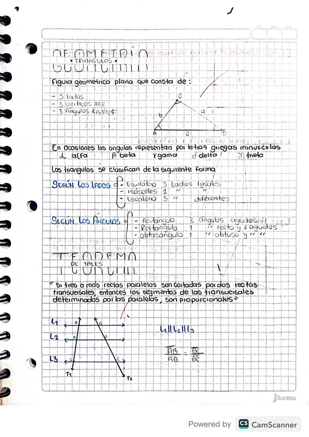 Geometría triángulos y teorema de Tales