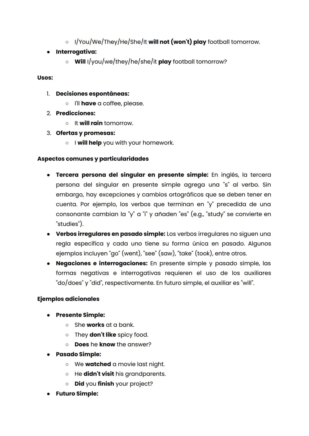 Gramática básica: Tiempos verbales simples en ingles
Los tiempos verbales simples se dividen en tres categorías principales: presente
simple