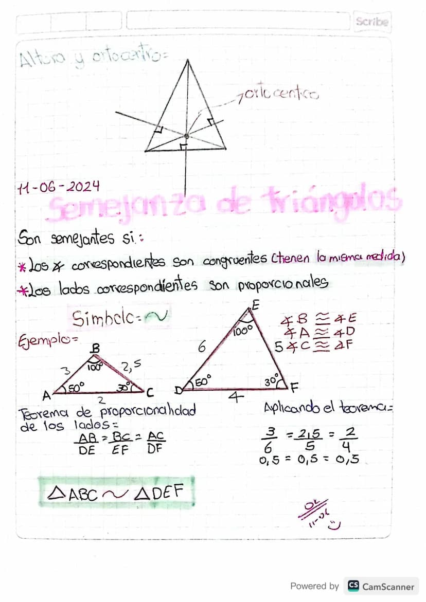 Lineas y puntos notables en on triángulo
En todo triángulo se pueden trazar 4 tipos de líneas :
4) Mediana-Une un vertice con el lado opuest