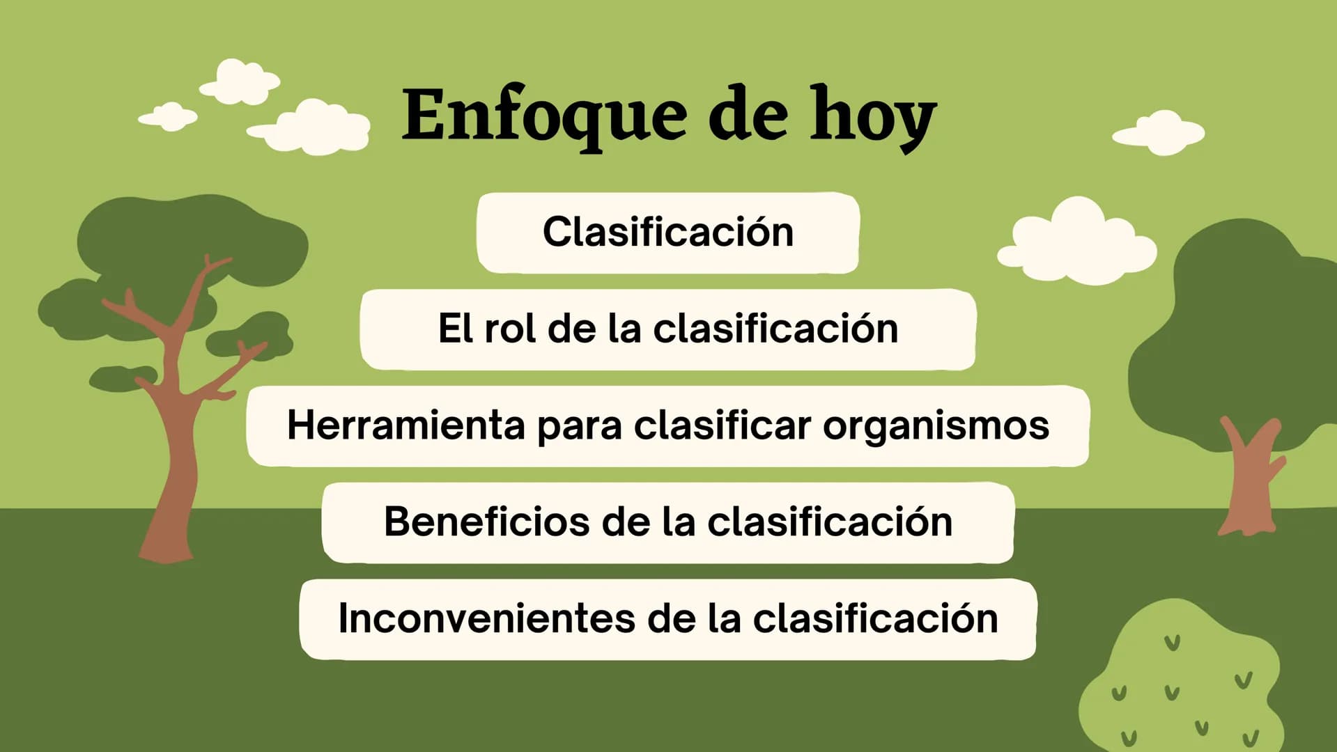 Clasificando
organismos
¿Cómo y por qué agrupamos
a los seres vivos?
いい
111 Enfoque de hoy
Clasificación
El rol de la clasificación
Herramie