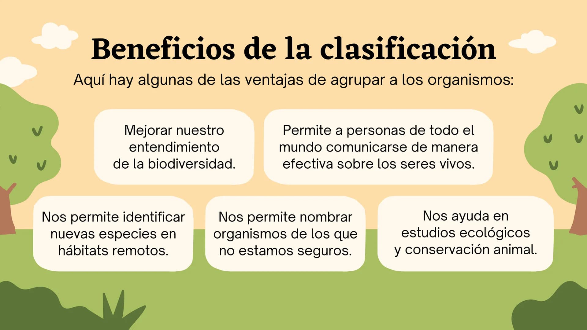 Clasificando
organismos
¿Cómo y por qué agrupamos
a los seres vivos?
いい
111 Enfoque de hoy
Clasificación
El rol de la clasificación
Herramie