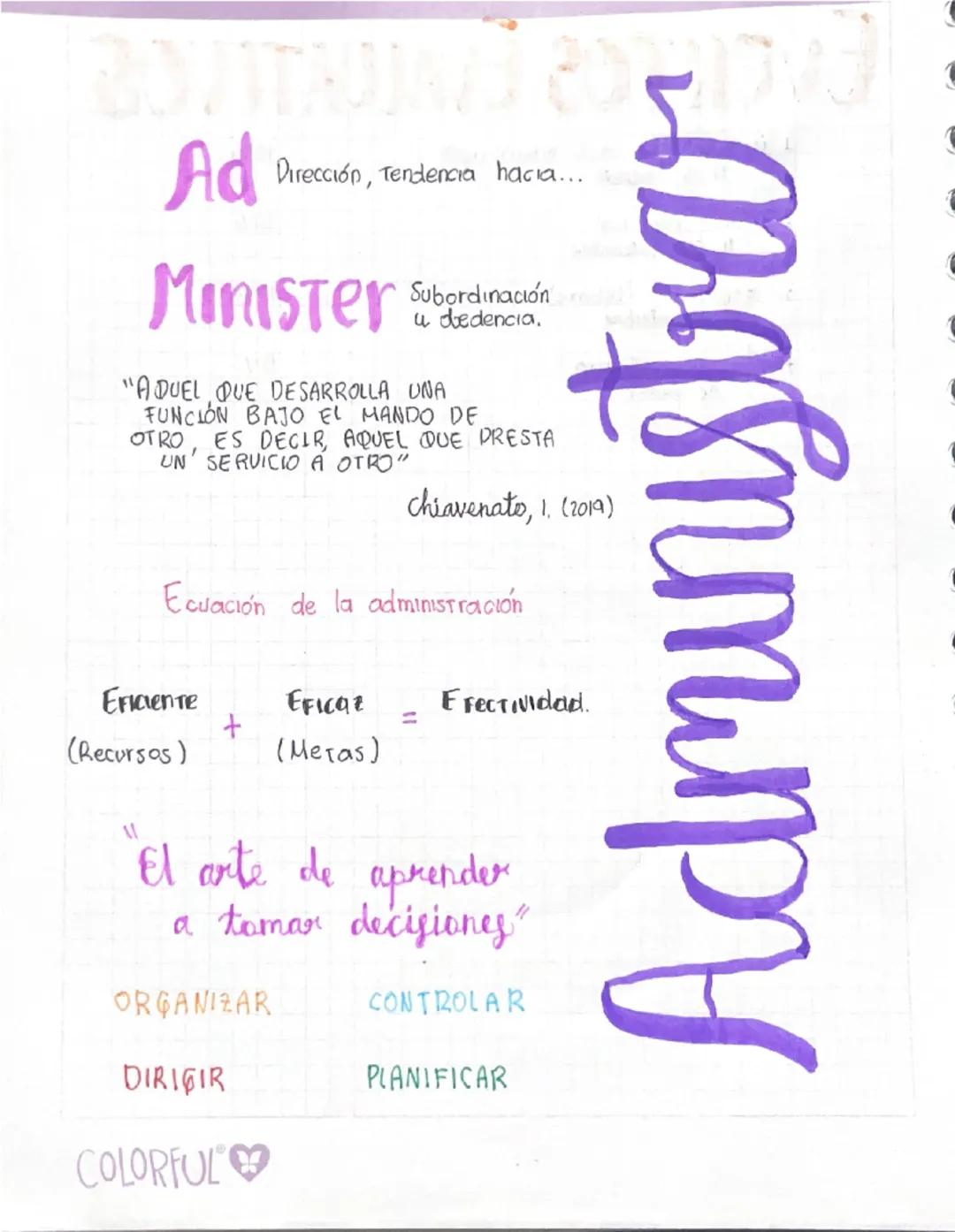 Ad
Dirección, Tendencia hacia...
Minister Subordinación
u dedencia.
"AQUEL QUE DESARROLLA UNA
FUNCION BAJO EL MANDO DE
OTRO, ES DECIR, AQUEL
