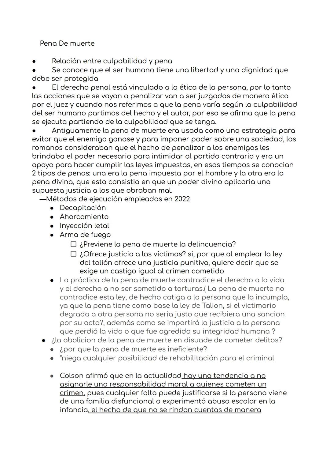 Pena De muerte

Relación entre culpabilidad y pena
Se conoce que el ser humano tiene una libertad y una dignidad que
debe ser protegida
El d