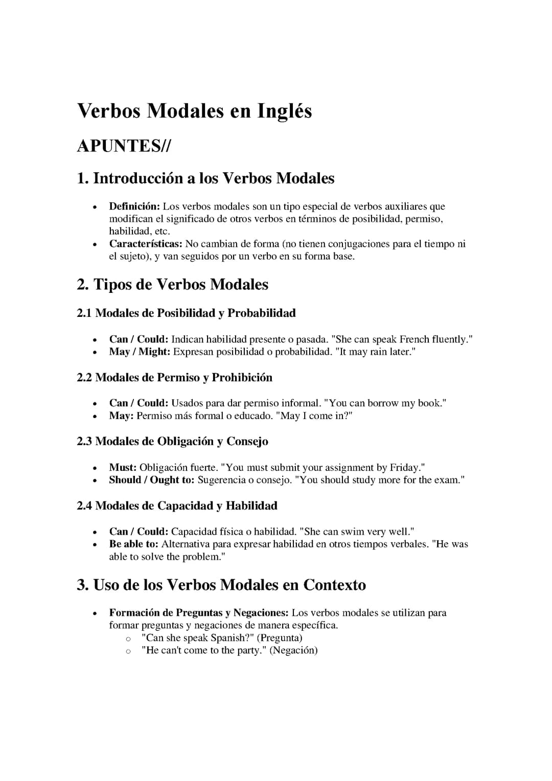 Verbos Modales en Inglés
