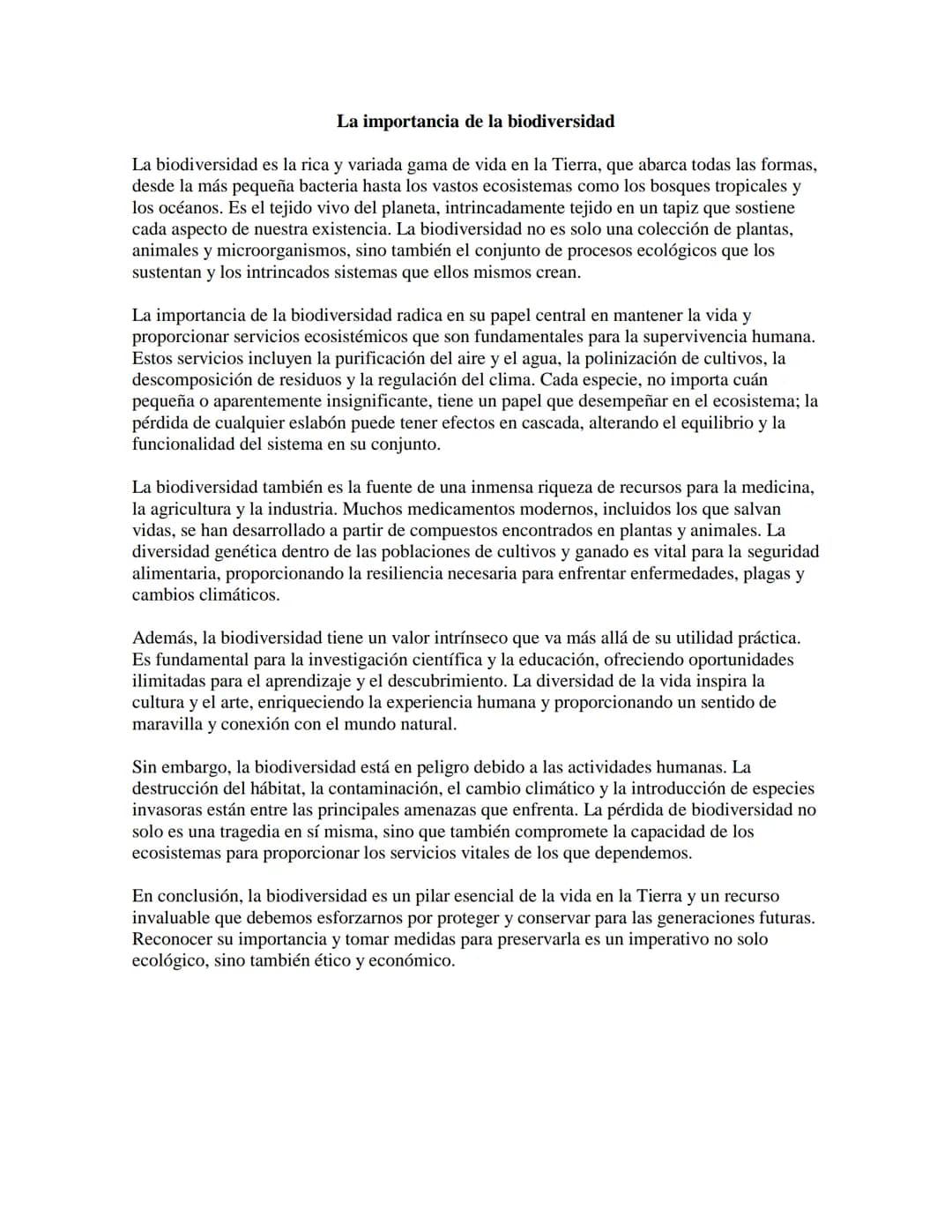 La importancia de la biodiversidad
La biodiversidad es la rica y variada gama de vida en la Tierra, que abarca todas las formas,
desde la má