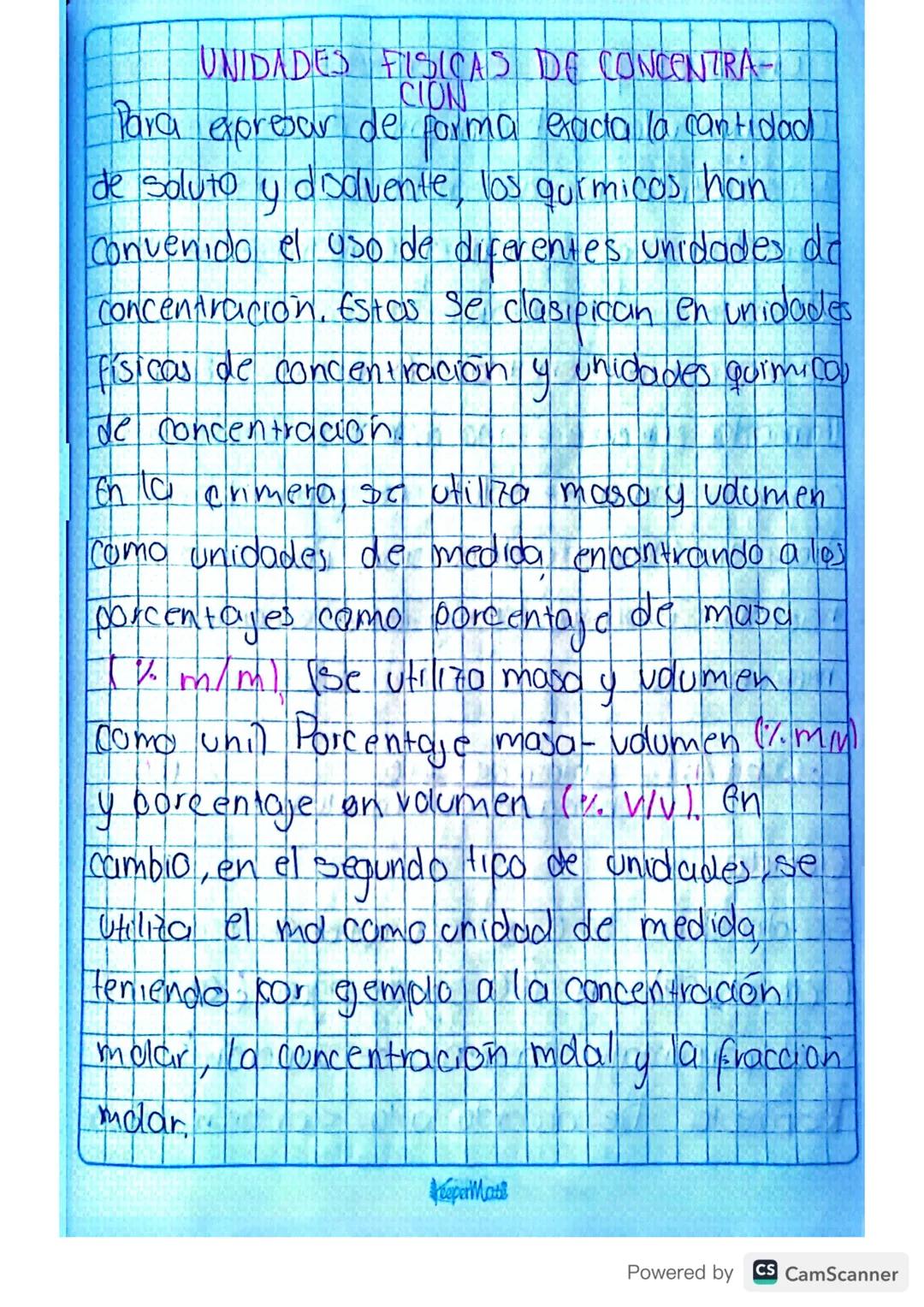 UNIDADES FISICAS DE CONCENTRA-
CION
Para expresar de forma exada la cantidad
de soluto y dDdvente, los gurmicos, han
Convenido el uso de dif