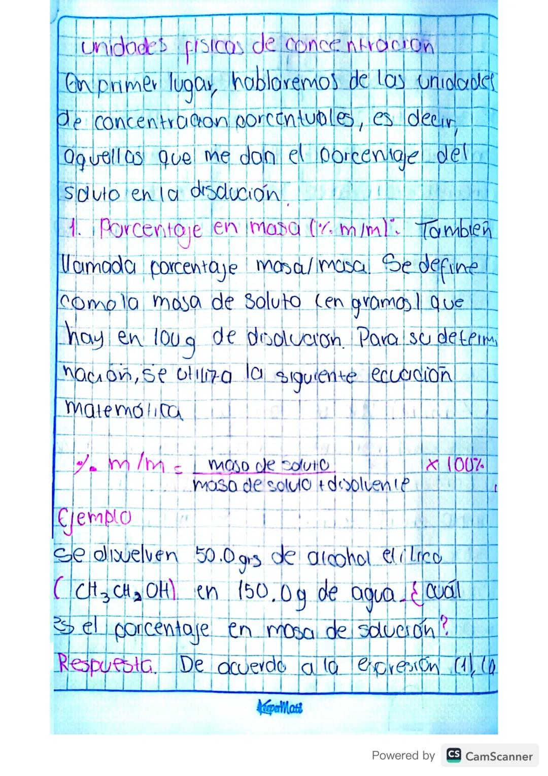 UNIDADES FISICAS DE CONCENTRA-
CION
Para expresar de forma exada la cantidad
de soluto y dDdvente, los gurmicos, han
Convenido el uso de dif