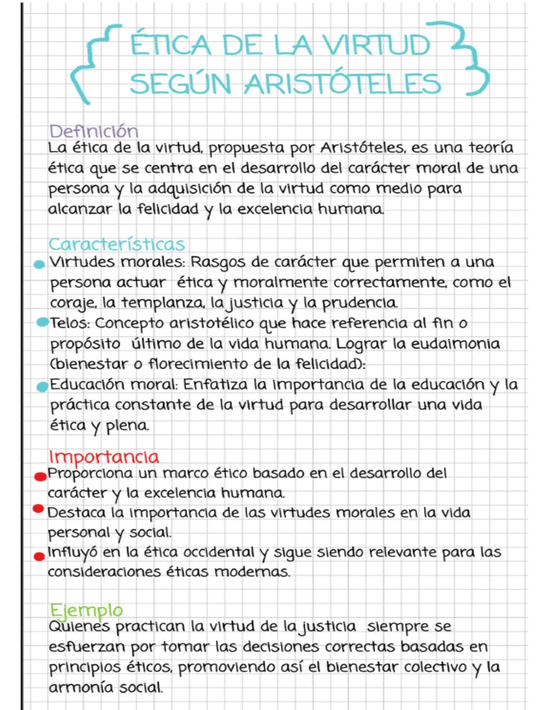 ÉTICA DE LA VIRTUD
SEGÚN ARISTÓTELES
Definición
La ética de la virtud, propuesta por Aristóteles, es una teoría
ética que se centra en el de
