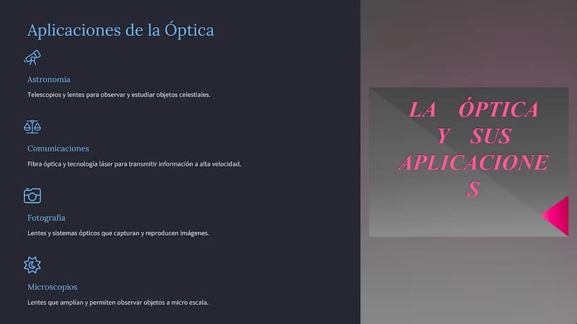 las Ondas y la
Óptica
Exploraremos los conceptos fundamentales de las ondas y la óptica,
desde las características de las ondas hasta los fe