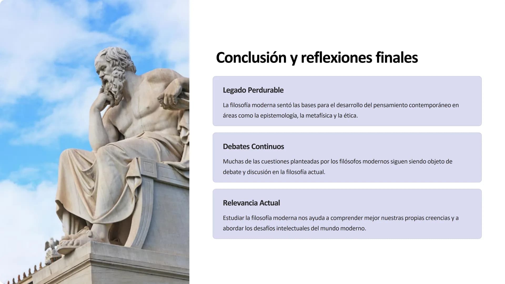 la filosofía moderna
La filosofía moderna se desarrolló a partir del siglo XVII, marcando un
cambio significativo en el pensamiento occident
