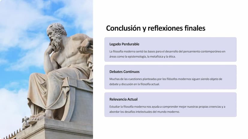 la filosofía moderna
La filosofía moderna se desarrolló a partir del siglo XVII, marcando un
cambio significativo en el pensamiento occident