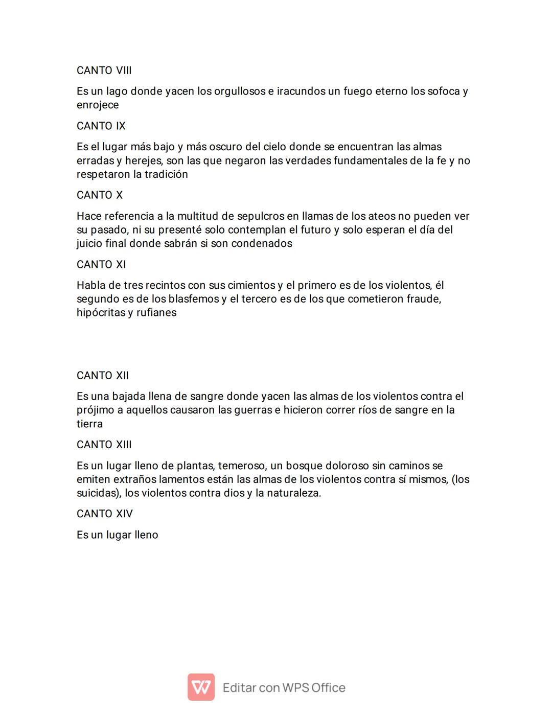 EL INFIERNO
CANTO I
Habla de la llegada al infierno se sitúa en una selva oscura, áspera y fuerte la
compara con la naturaleza y la fuerza d