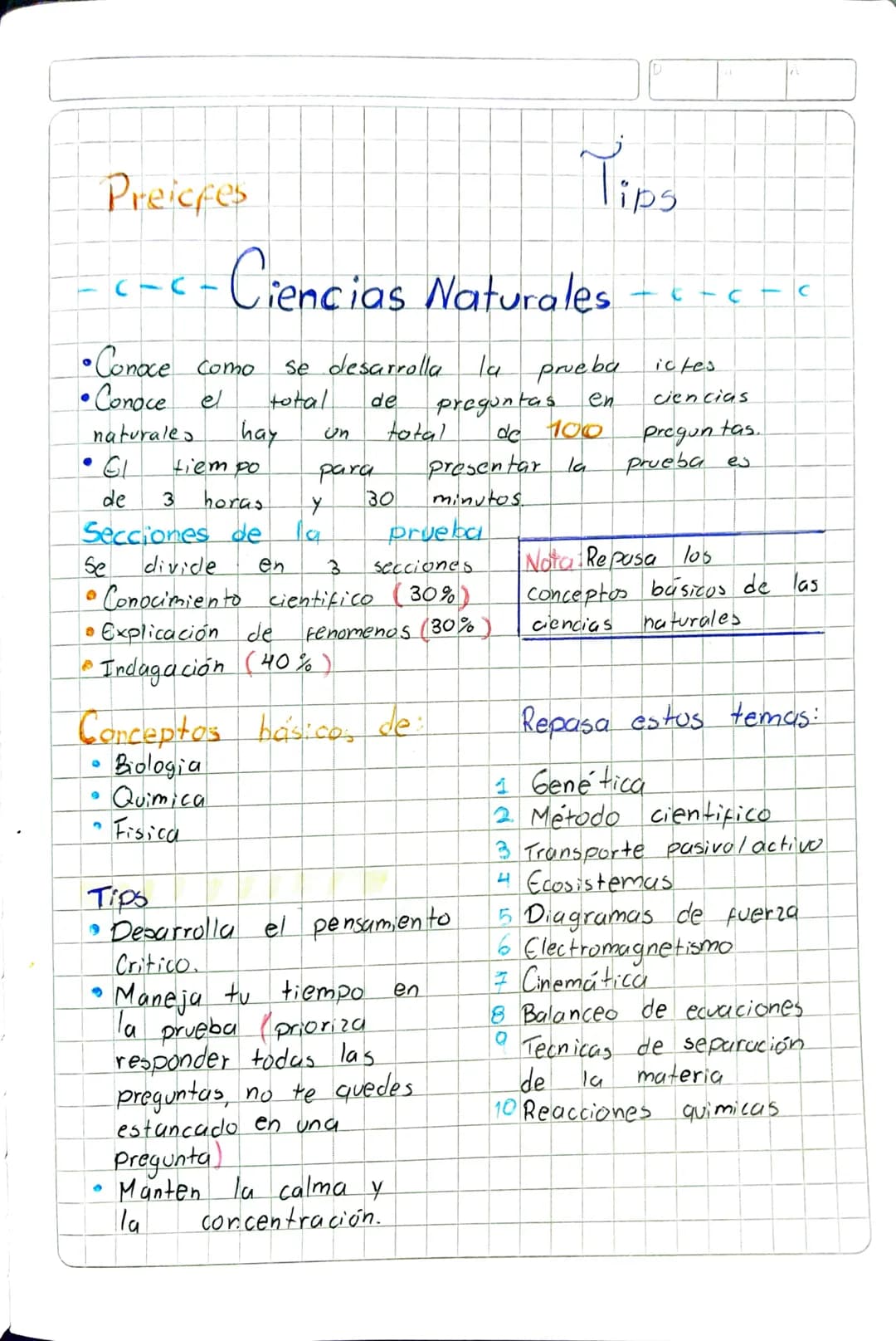 Preicfes
CIC
Tips
Ciencias Naturales
•Conoce como
•Conoce
naturales
el
hay
se desarrolla la prueba
total
Un
de
preguntas
de 100
ictes
en
Cie