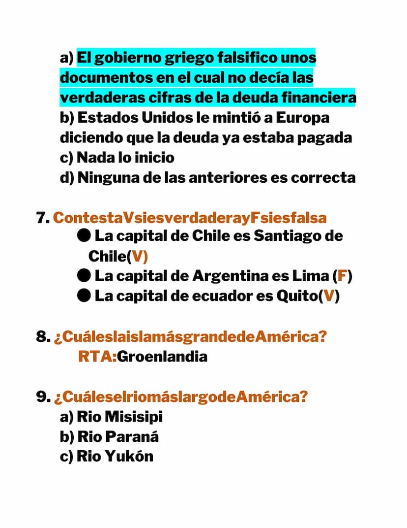 CUESTIONARIO DE
GEOGRAFIA
1. ¿Dedóndeprovieneelnombrede
América?
a) AméricoLópez
b) Américo Vespucio
c) Roberto Carlos
2. ¿Cuáleslapenínsula