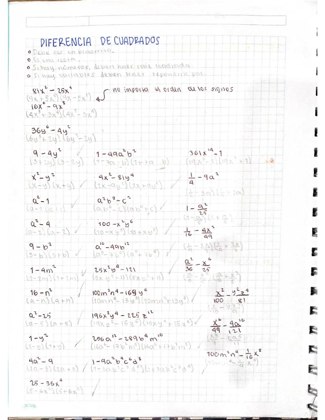 Diferencia de cuadrados 