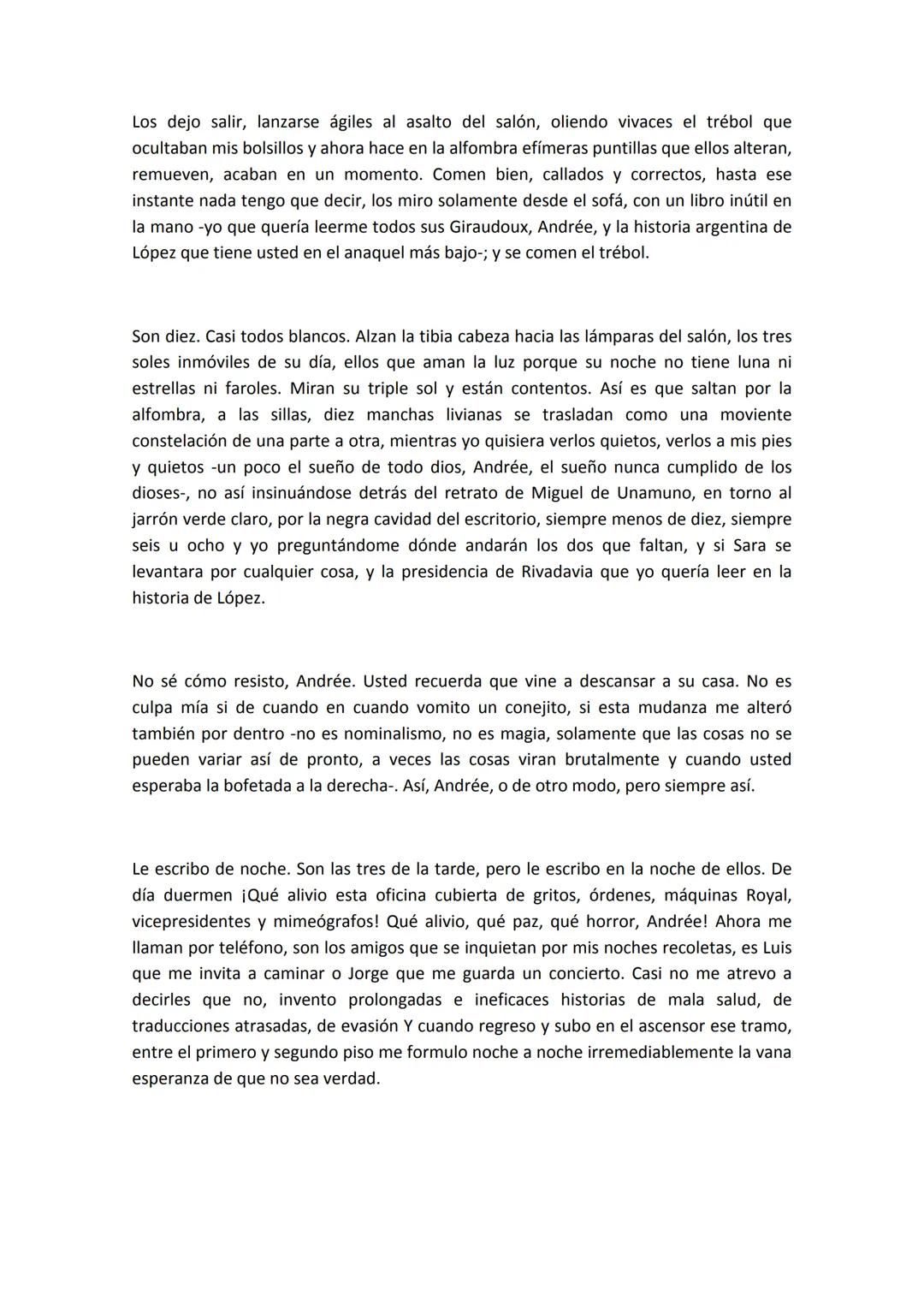 Carta a una señorita en París.
Julio Cortázar
Andrée, yo no quería venirme a vivir a
su departamento de la calle Suipacha.
No tanto por los 