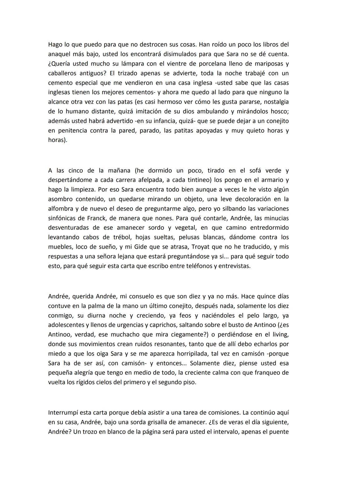 Carta a una señorita en París.
Julio Cortázar
Andrée, yo no quería venirme a vivir a
su departamento de la calle Suipacha.
No tanto por los 