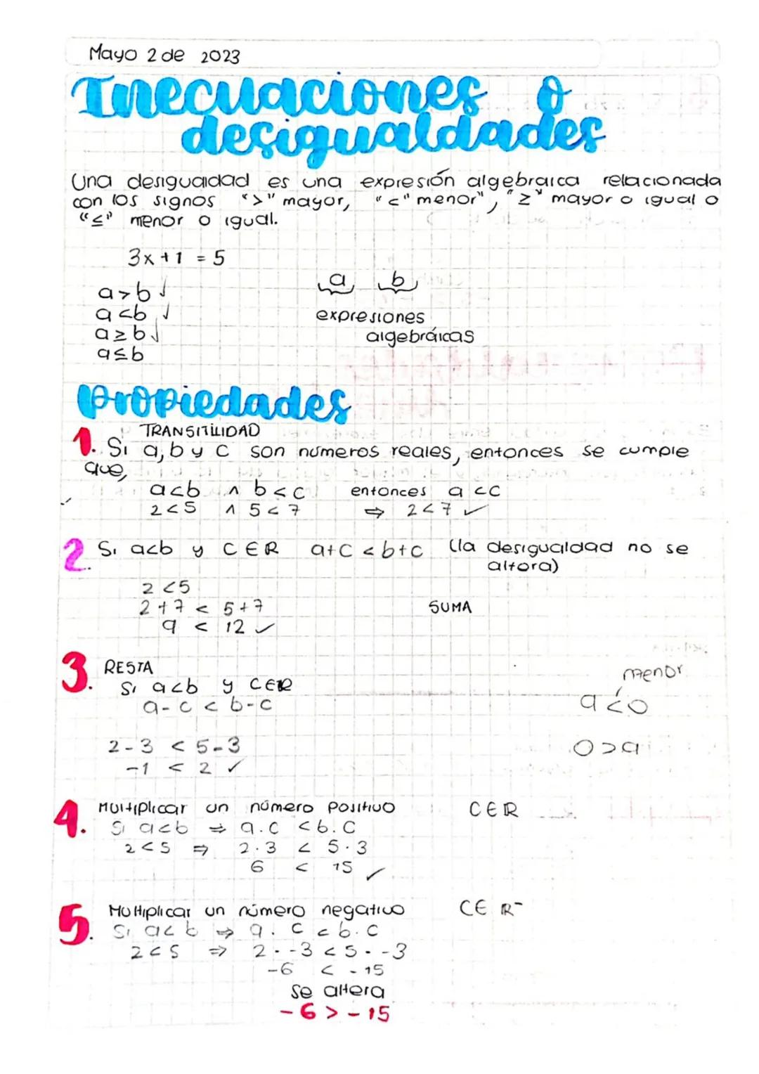 INECUACIONES O DESIGUALDADES