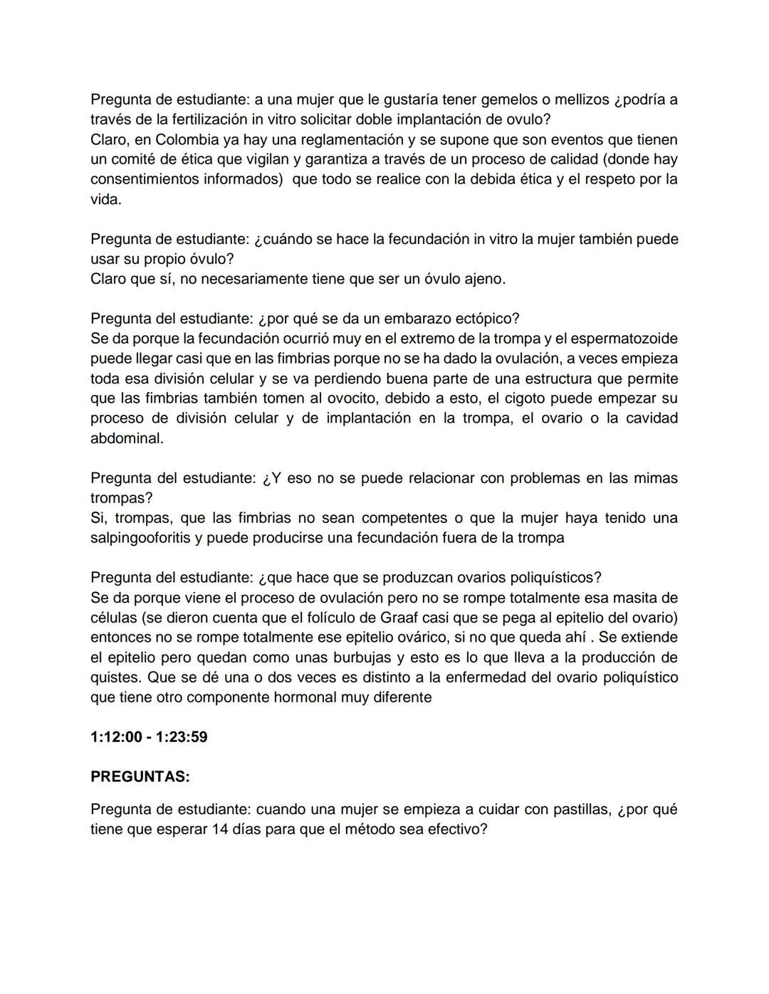 Transcripción clase de embriología - 22/10/20 - 9 a 11 a.m.
Tema de la clase: Gametogénesis, fecundación y período embrionario (1ª a 3ª
sema