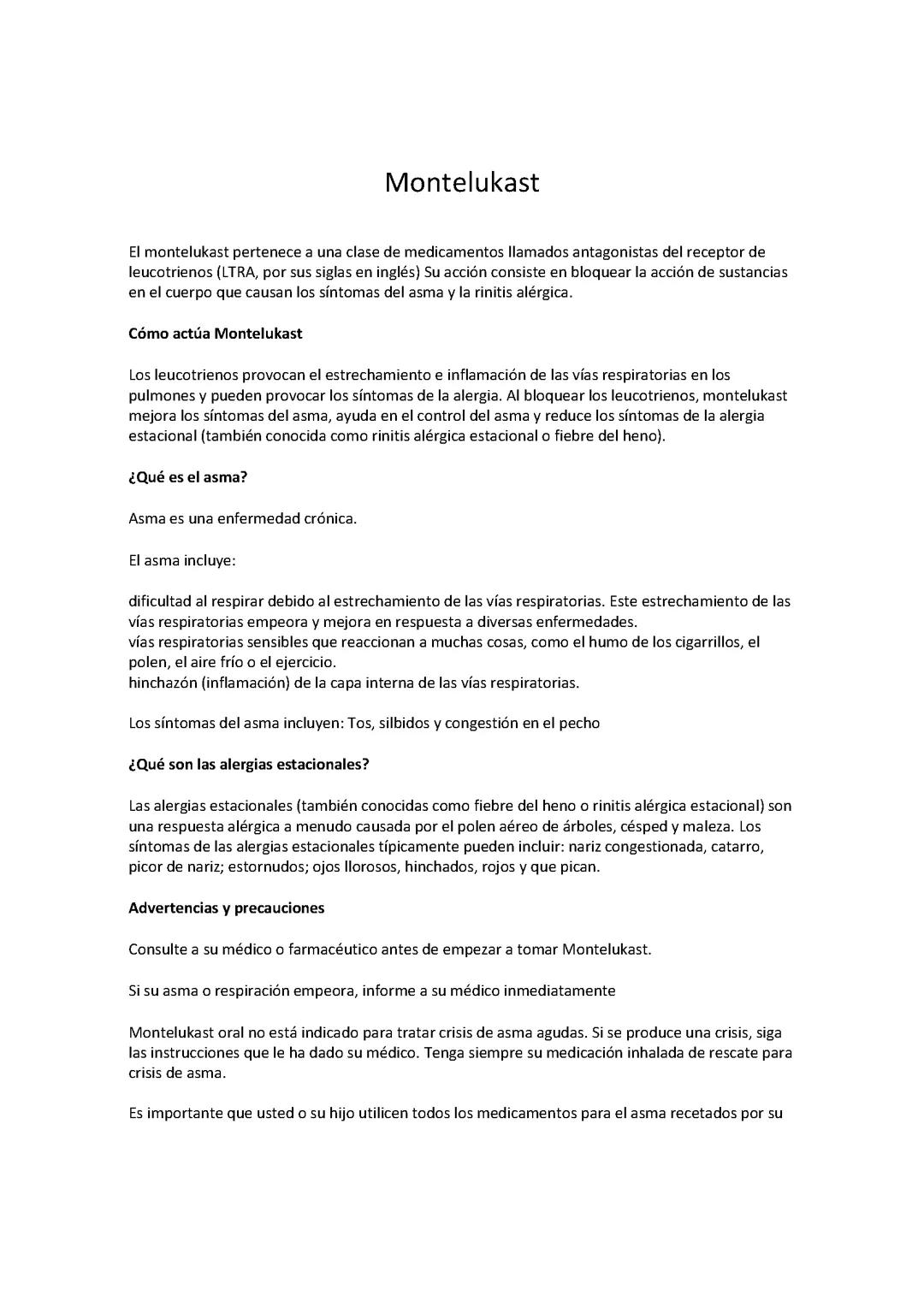 Montelukast: Guía Completa y Usos