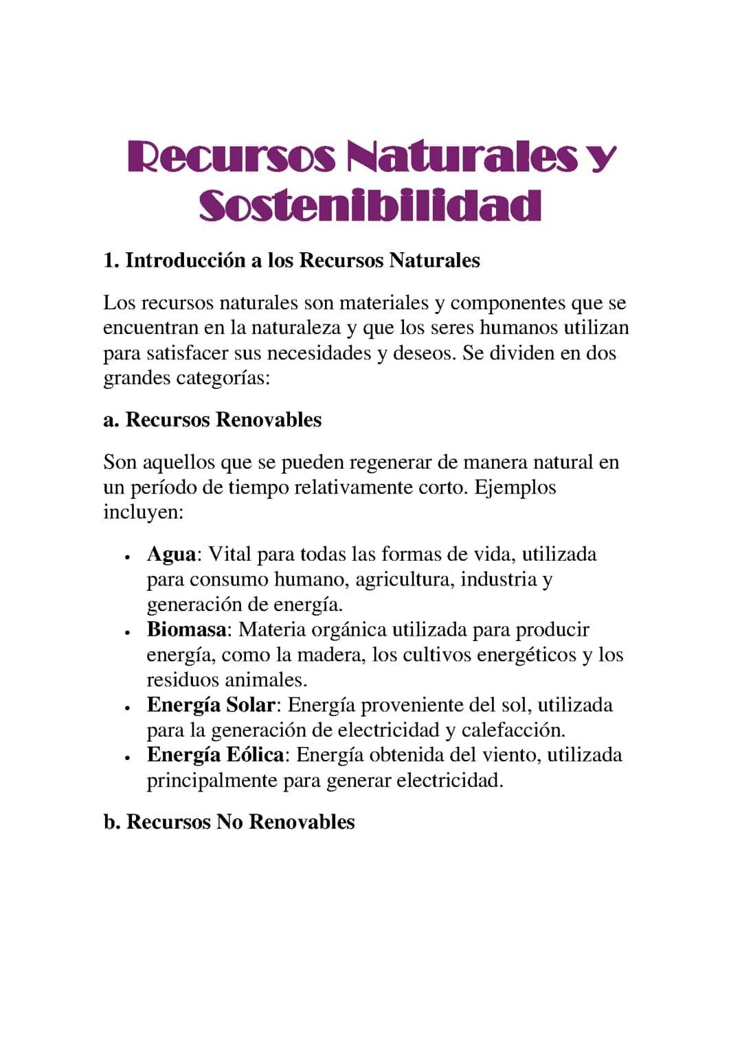 RECURSOS NATURALES Y SOSTENIBILIDAD