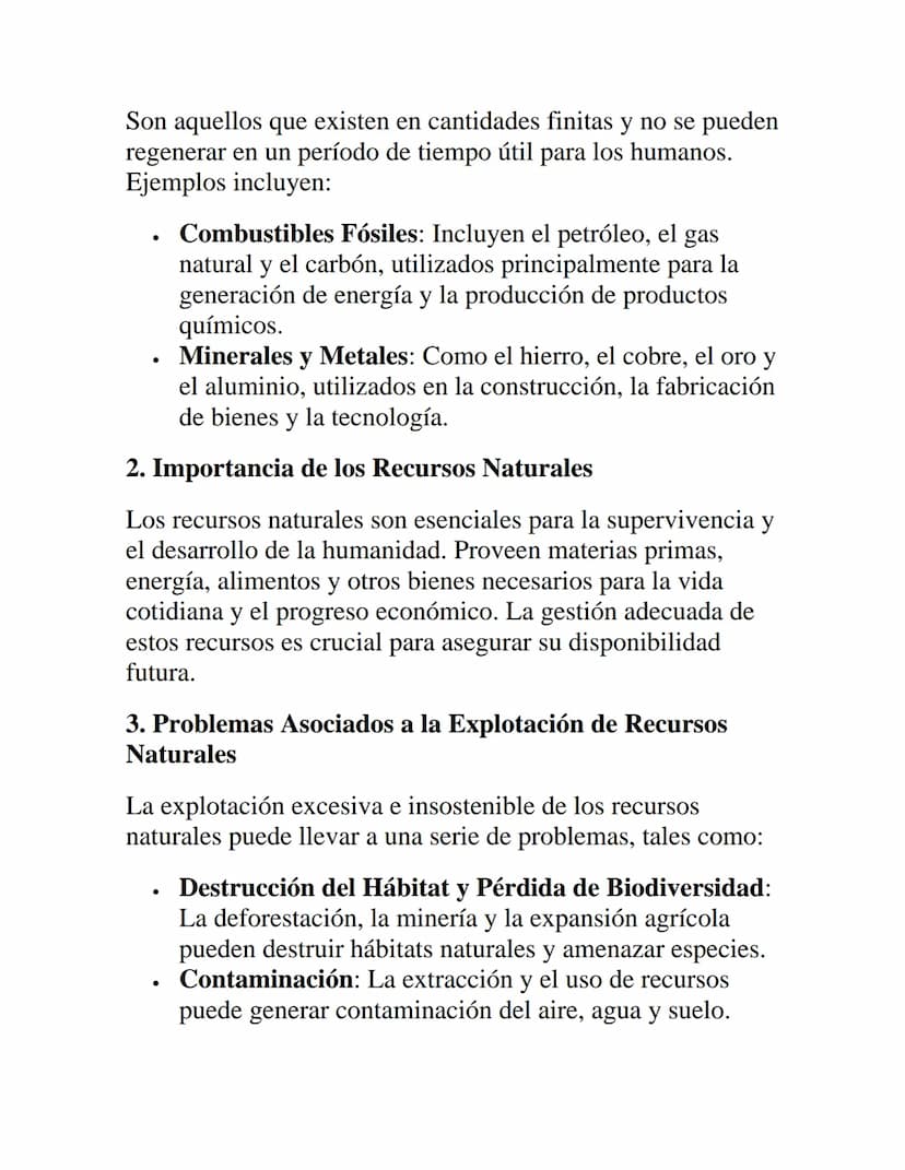 Recursos Naturales y
Sostenibilidad
1. Introducción a los Recursos Naturales
Los recursos naturales son materiales y componentes que se
encu