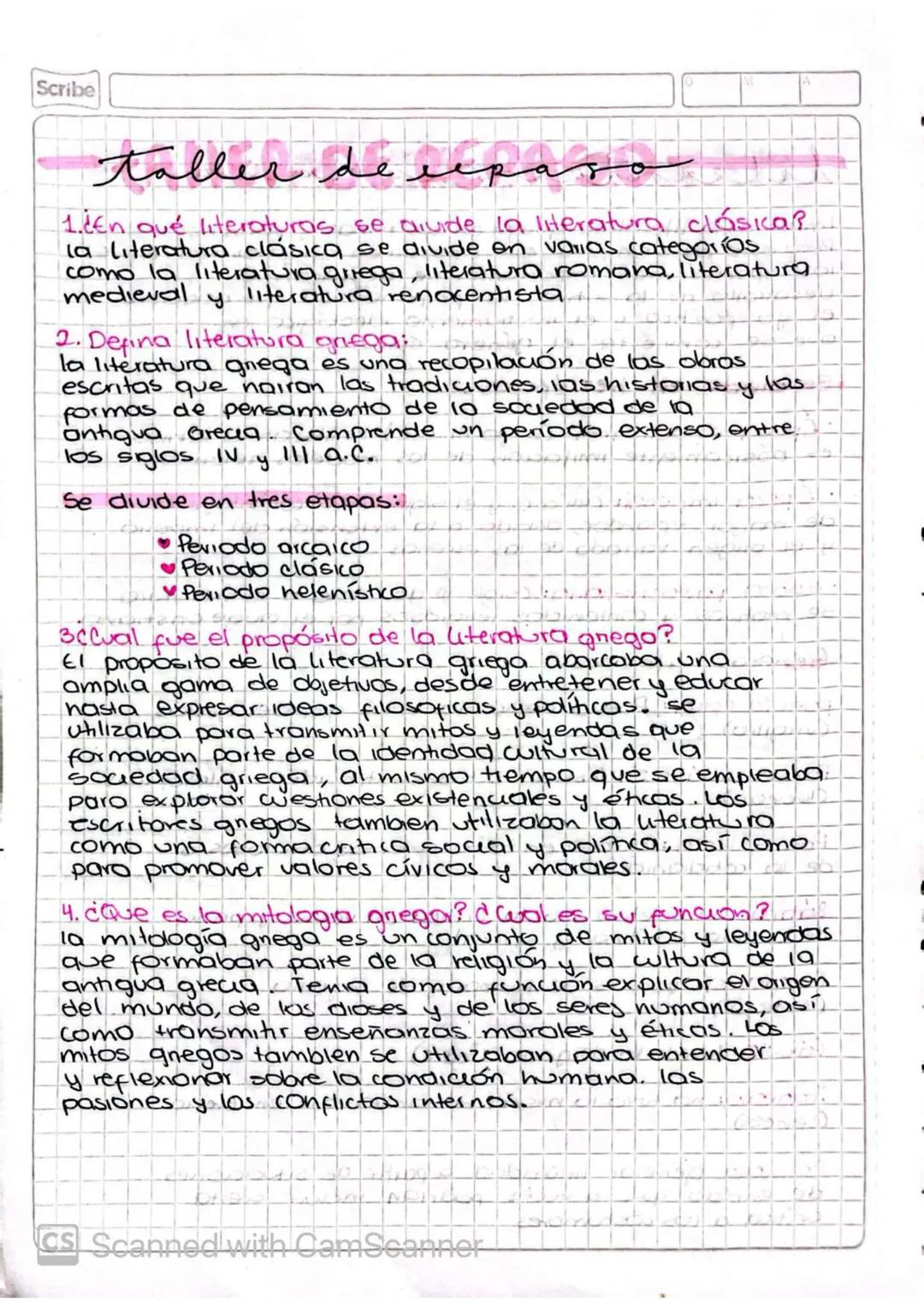 Scribe
taller de repago
1.¿En qué literaturas se divide la literatura clásica?
la literatura clásica se divide en varias categorías
como la 