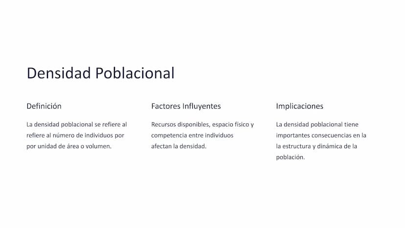Poblaciones: Crecimiento,
Densidad, Distribución, Estructura
de Edades
Exploraremos las características fundamentales de las
las poblaciones