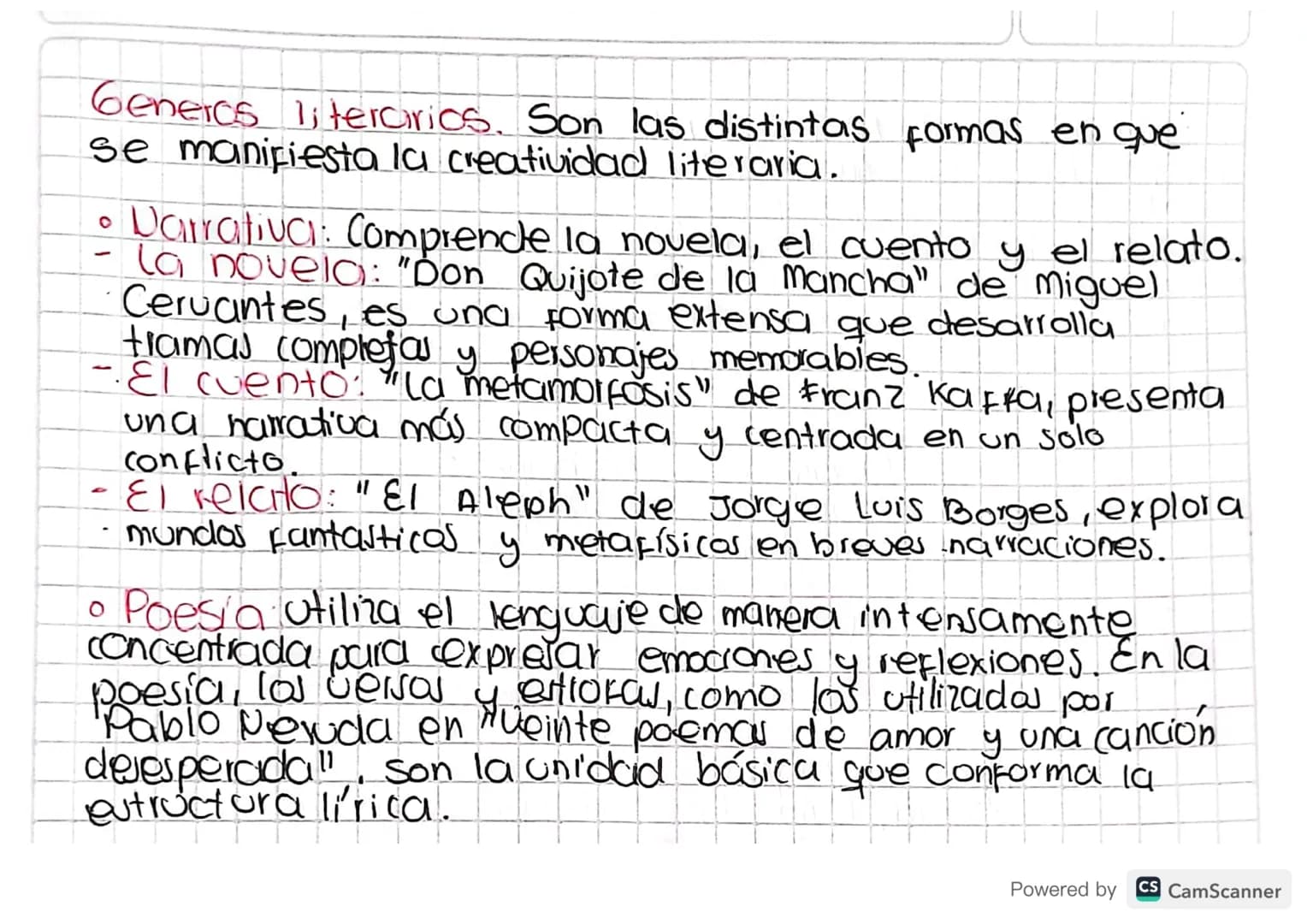 Generos literarios. Son las distintas formas en que
se manifiesta la creatividad literaria.
0
Darrativa: Comprende la novela, el cuento y el