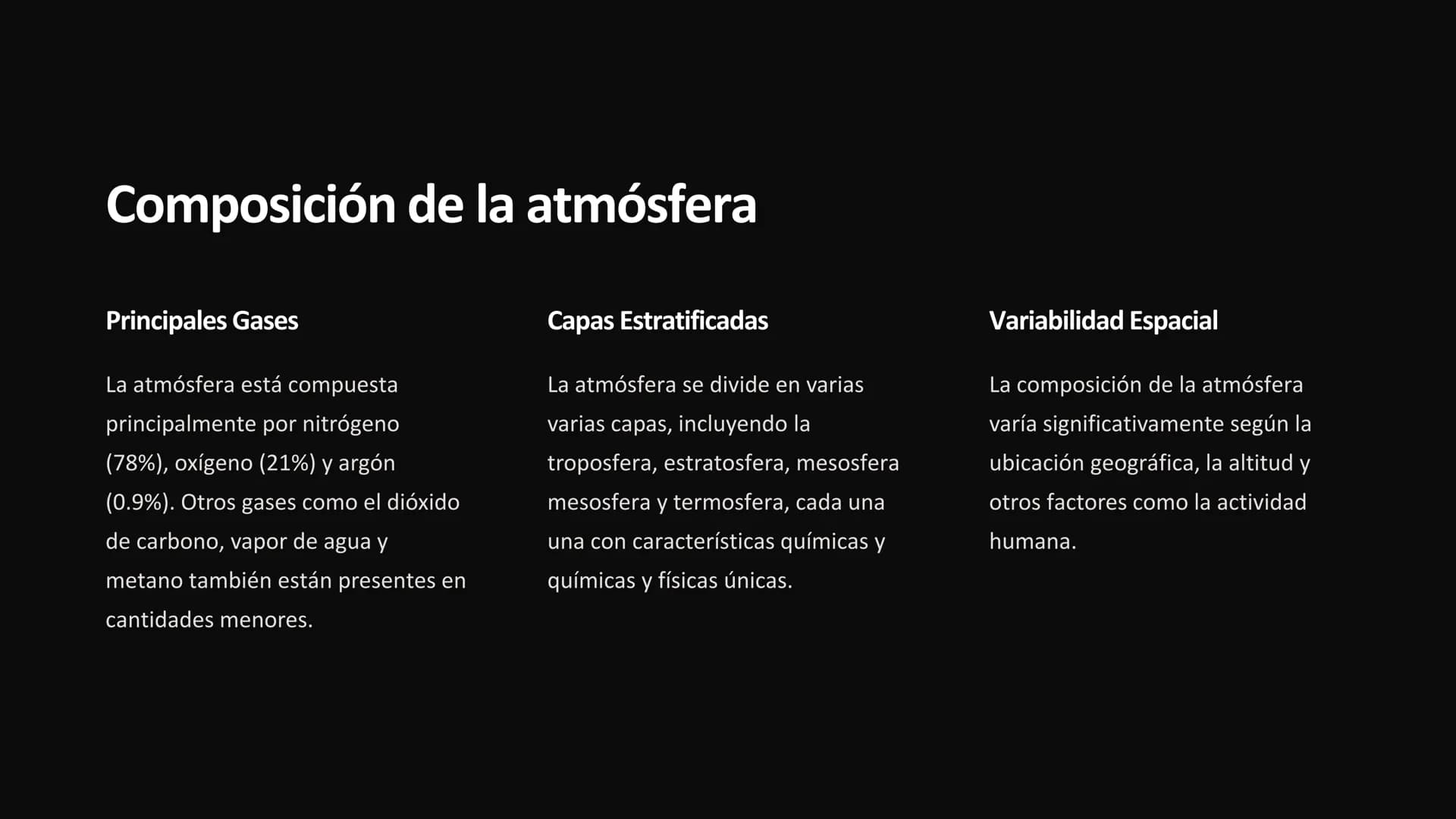 Química de la
atmósfera
La química de la atmósfera estudia la composición y los procesos
químicos que ocurren en la capa gaseosa que rodea l