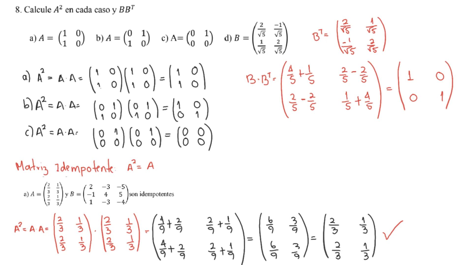 1. Clasifique cada una de las siguientes matrices de acuerdo con las definiciones vistas
en el video, si corresponde a alguna de ellas.

$a)