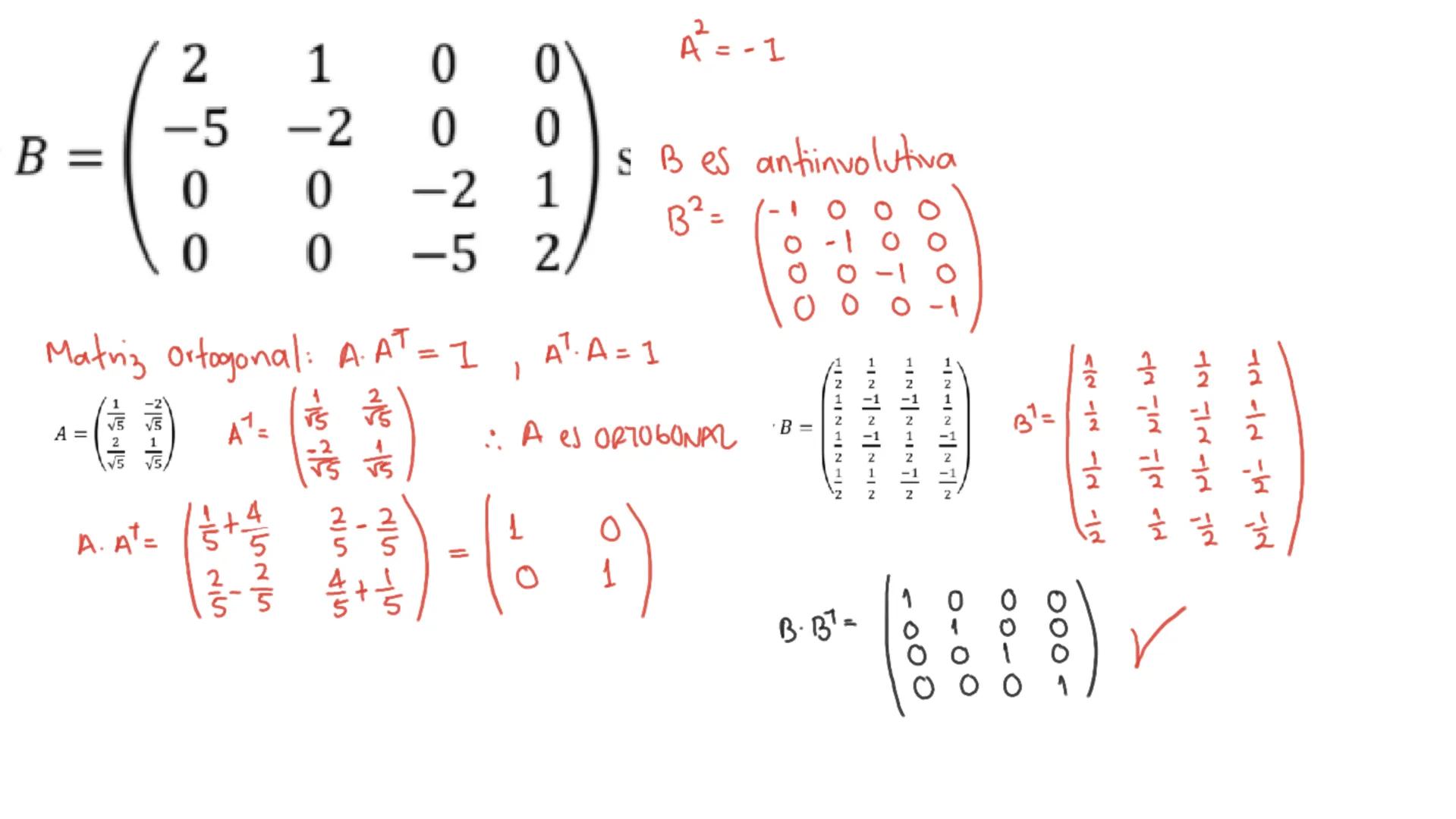 1. Clasifique cada una de las siguientes matrices de acuerdo con las definiciones vistas
en el video, si corresponde a alguna de ellas.

$a)