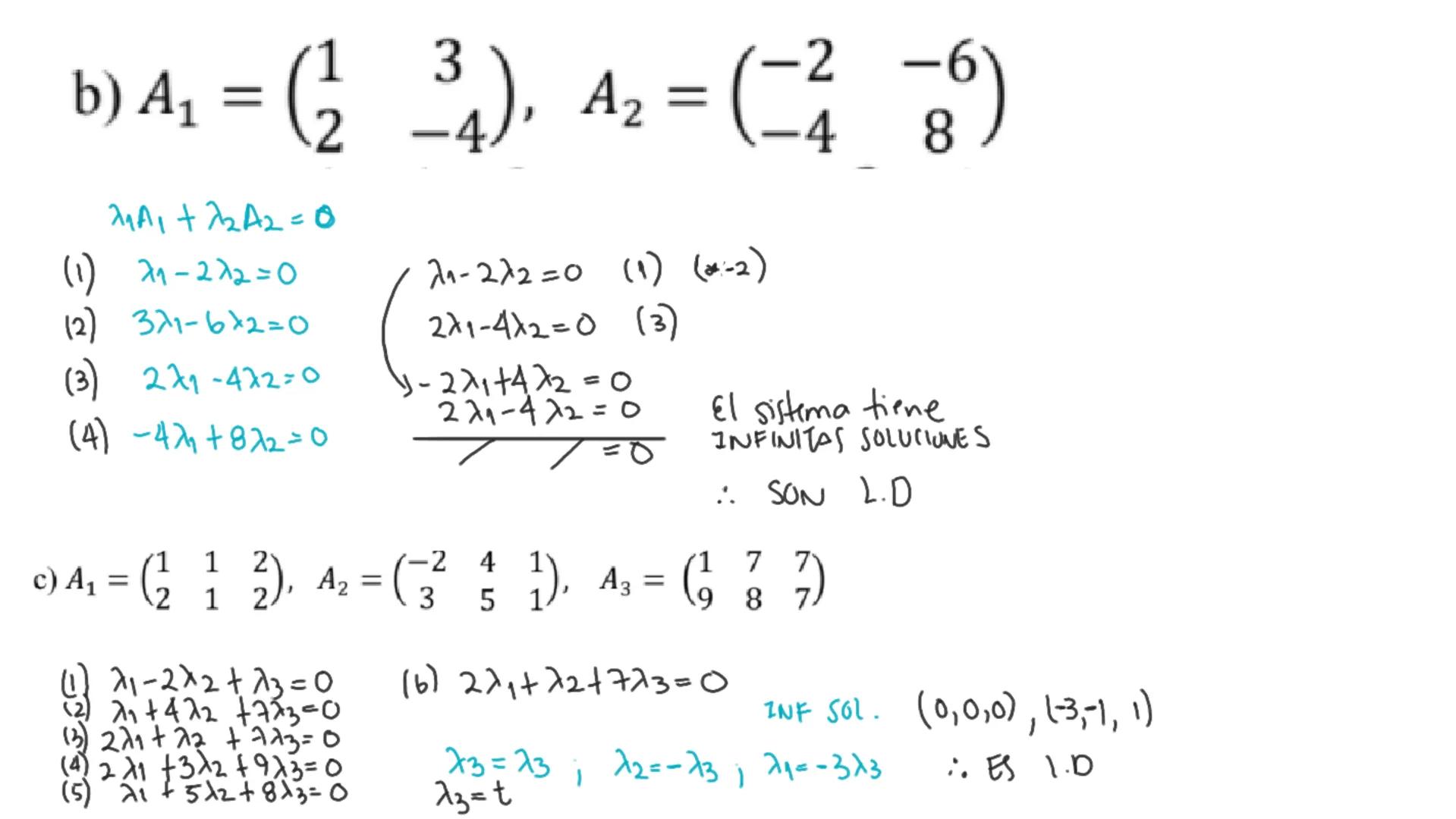 1. Clasifique cada una de las siguientes matrices de acuerdo con las definiciones vistas
en el video, si corresponde a alguna de ellas.

$a)