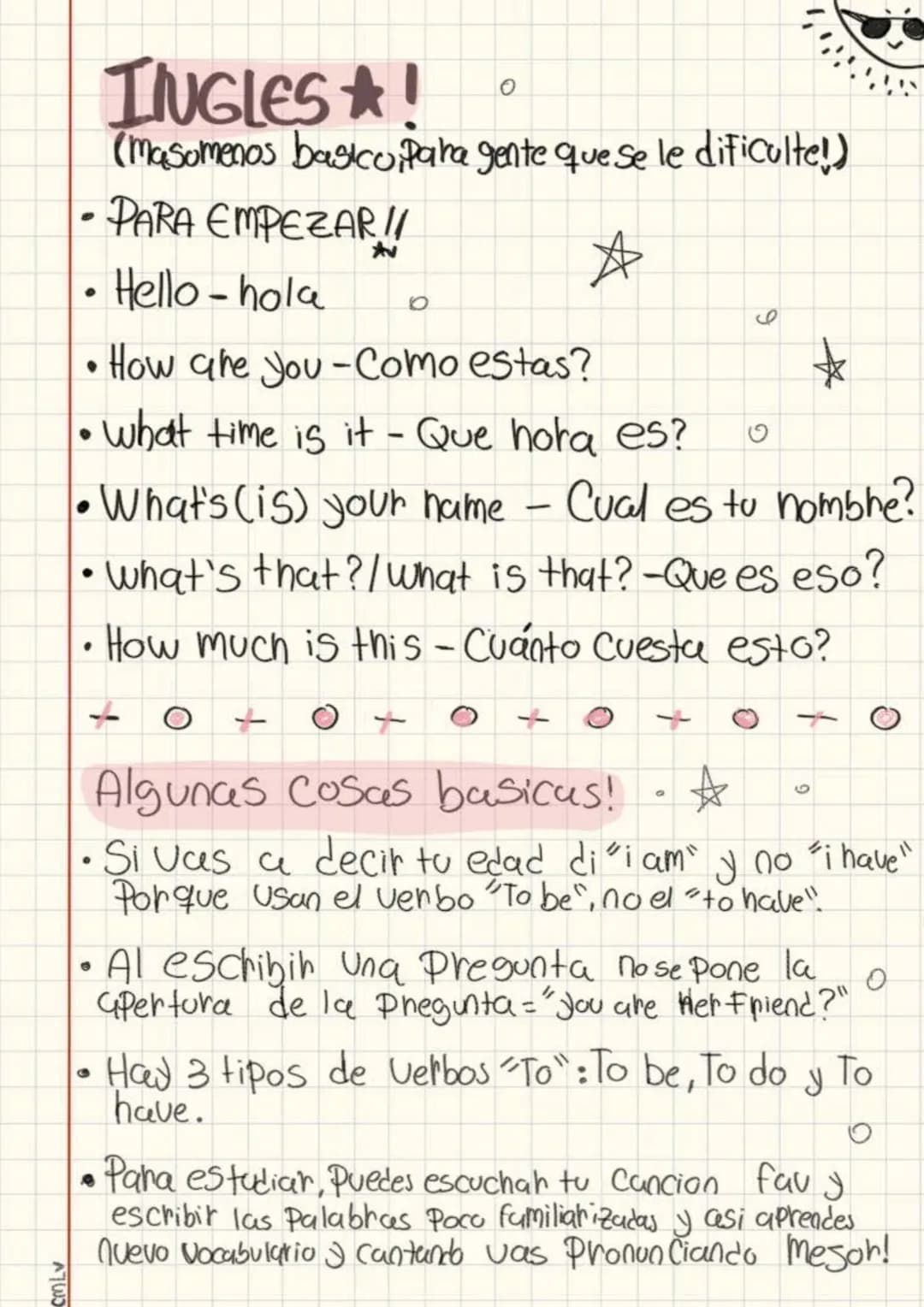 CMLV
INUGLES!
0
(masomenos basico para gente que se le dificulte!)
•PARA EMPEZAR!!
•
Hello-hola
Av
9
• How are you - Como estas?
☆
• What ti