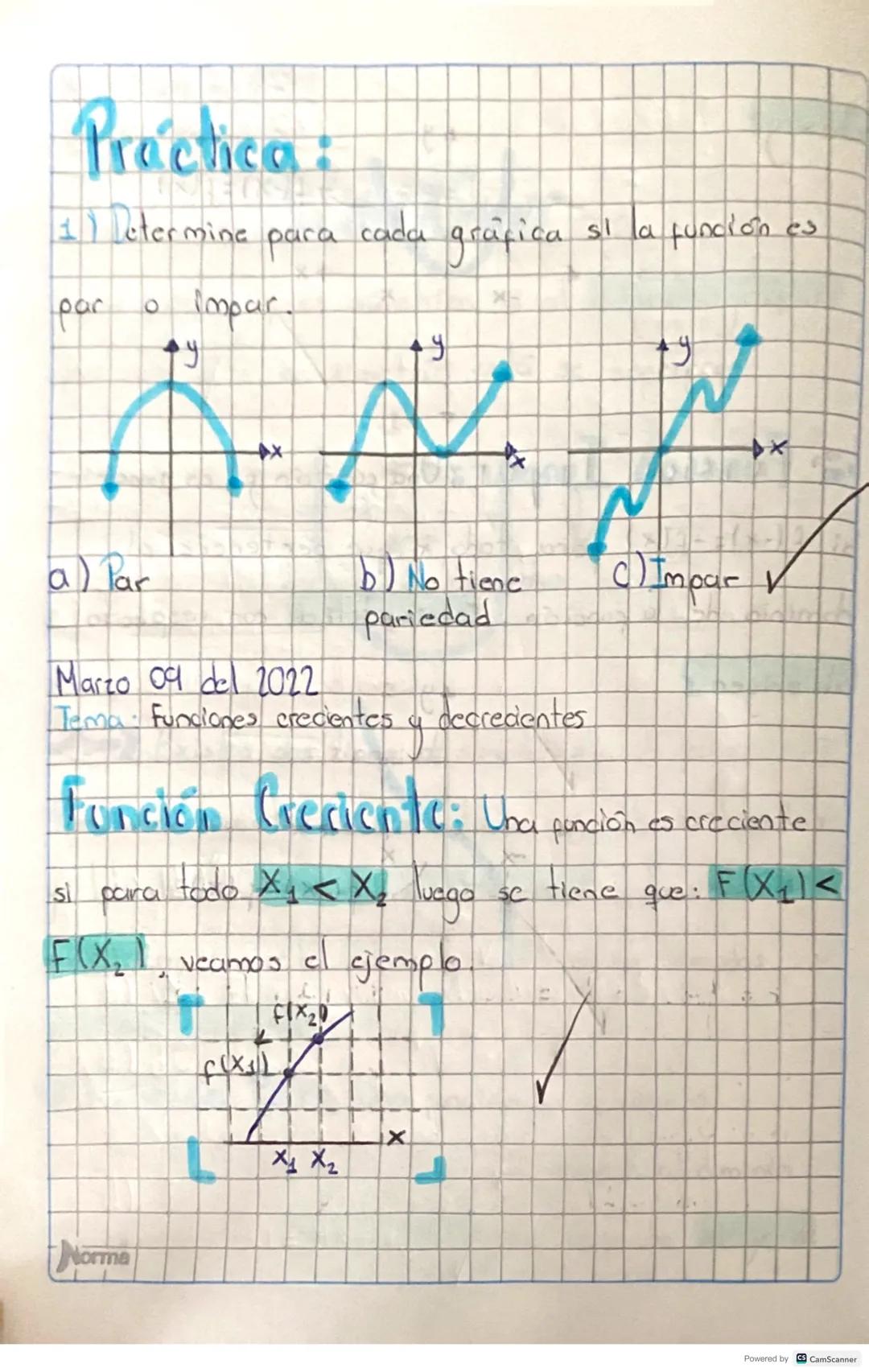 Funciones crecientes, decrecientes e inversas