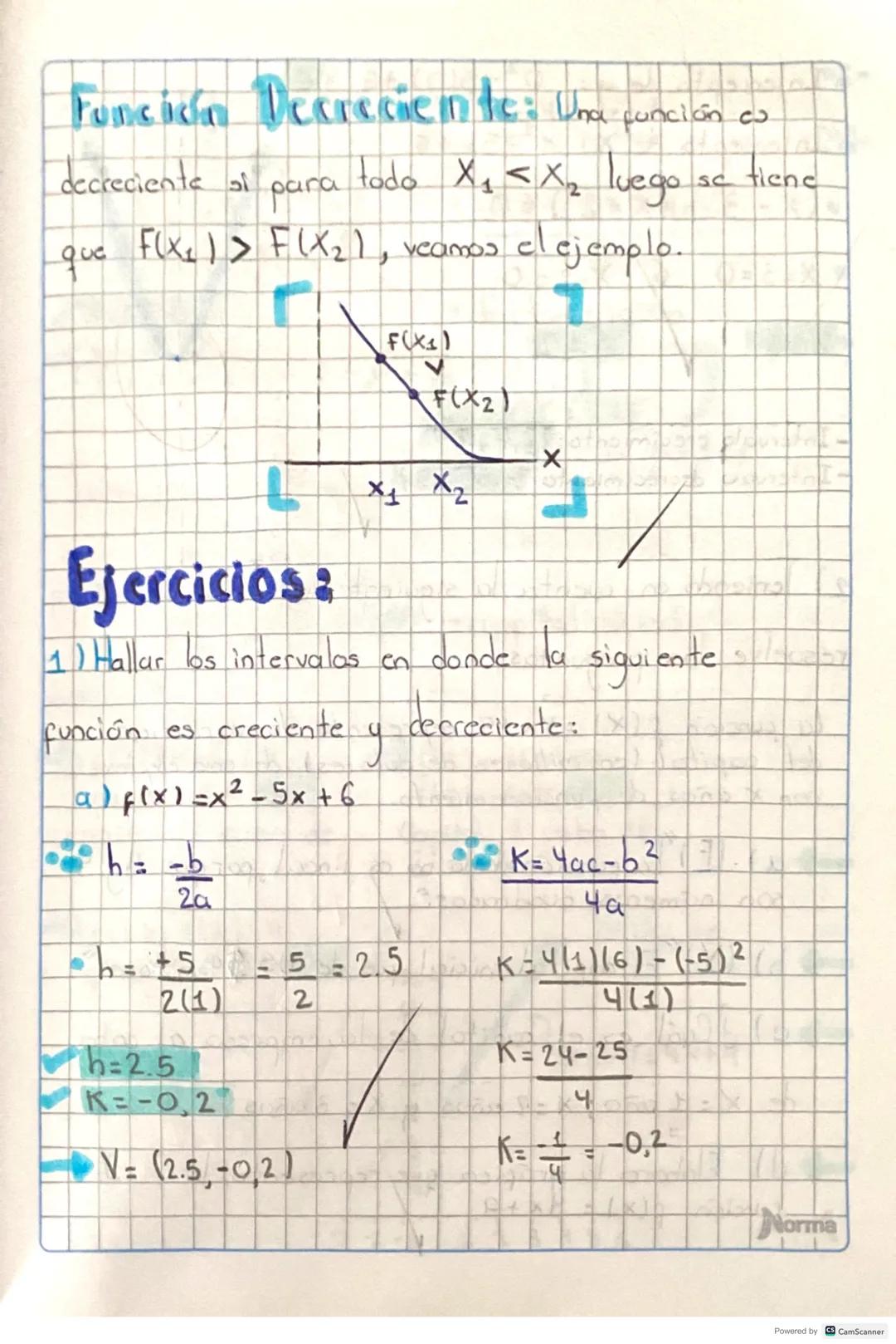# Función Decreciente: Una función co
decrecienta si para todo $X₁ < X₂$ luego se tiene
que $F(X₁)> F(X₂)$, veamos clejemplo.














