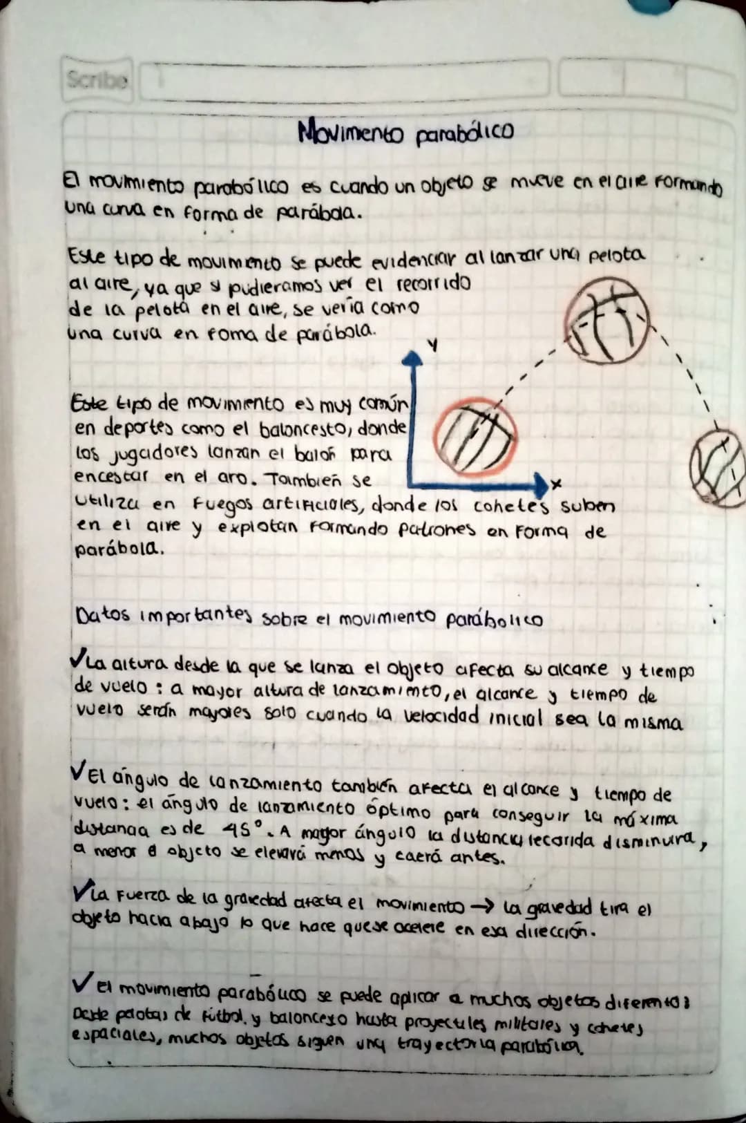 Scribe
Movimento parabólico
El movimiento parabólico es cuando un objeto se mueve en el clire Formundo
una curva en forma de parábala.
Este 