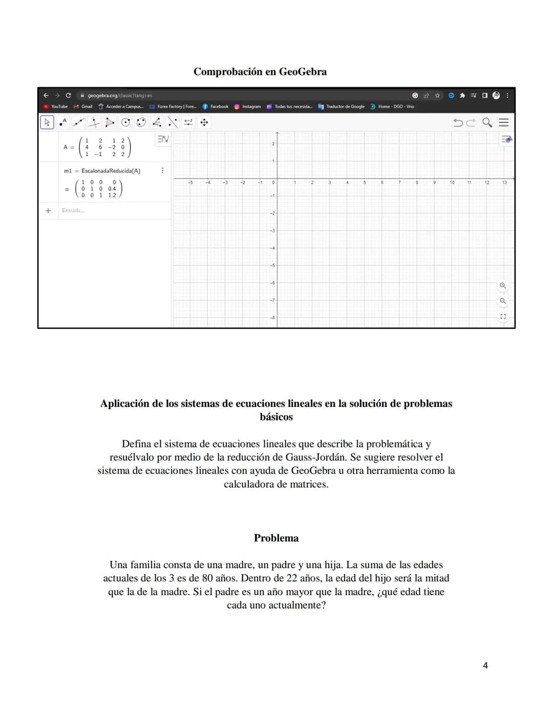 Desarrollo de los ejercicios
Conceptualización de sistemas de ecuaciones lineales, rectas y planos:
Diferentes tipos de ecuaciones para la r