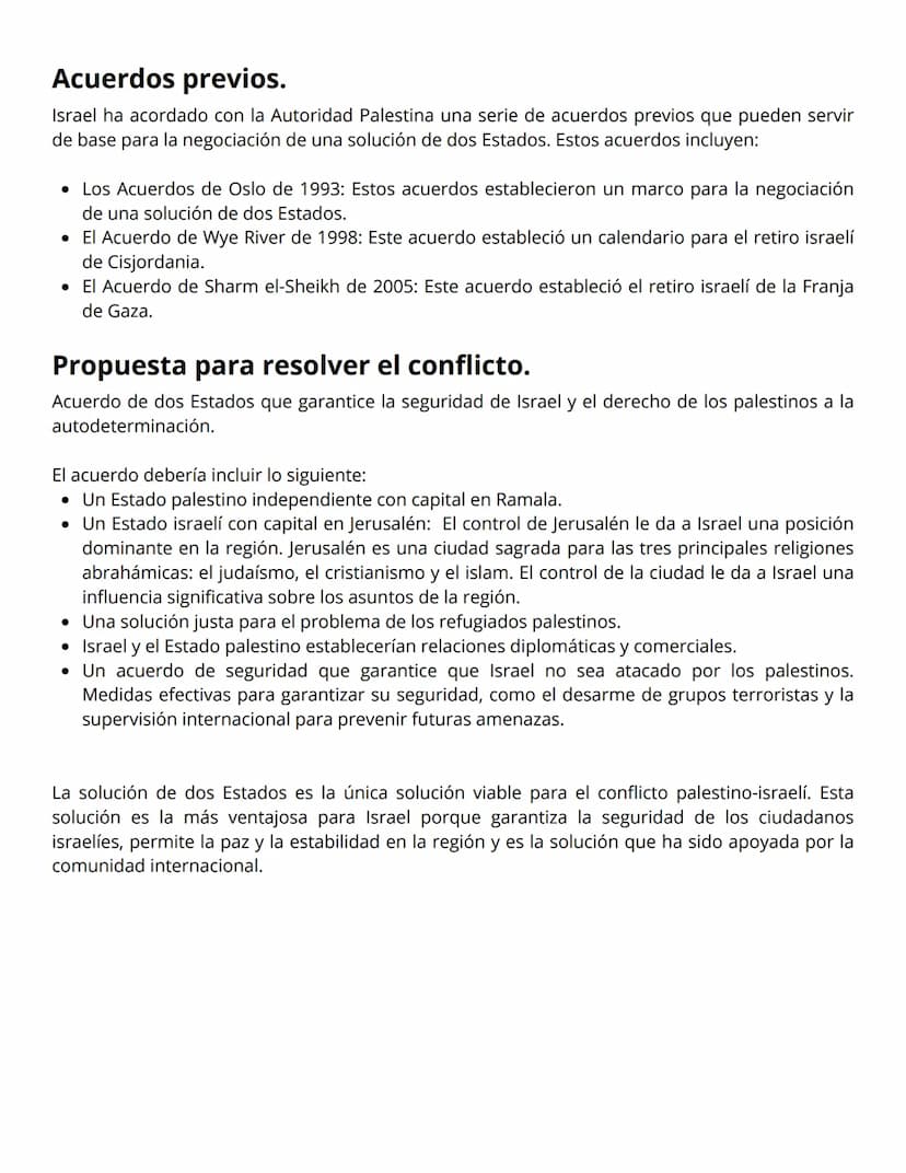 Escenario: Debate de enfrentamiento sobre
el conflicto armado entre Palestina e Israel.
País representado: Israel
• Israel tiene derecho a e