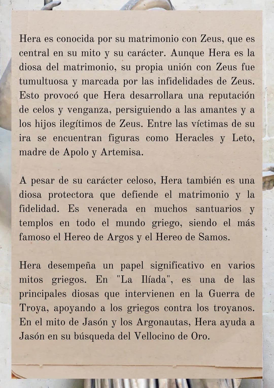 HERA
(diosa del
matrimonio)
Hera es una de las diosas más importantes de la
mitología griega, conocida como la reina de los dioses
y la espo