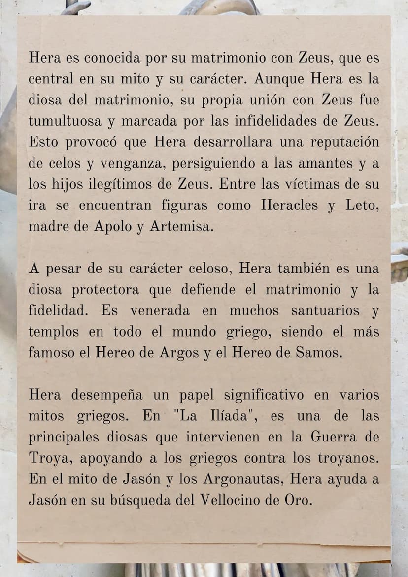 HERA
(diosa del
matrimonio)
Hera es una de las diosas más importantes de la
mitología griega, conocida como la reina de los dioses
y la espo