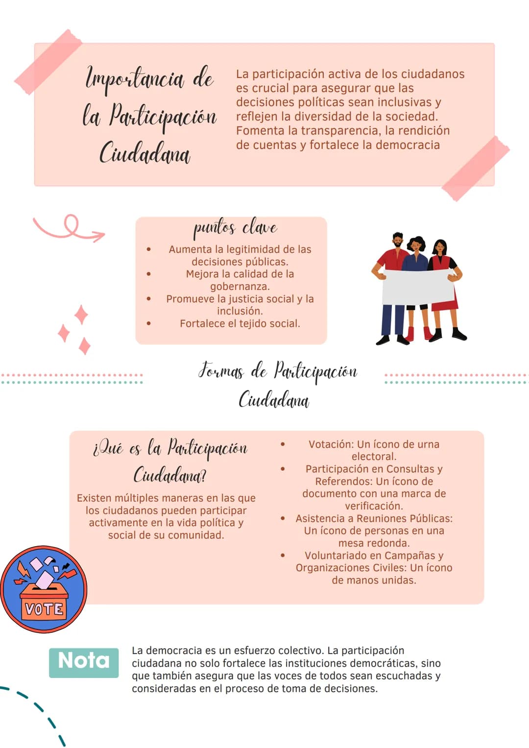 Democracia y
Participación Ciudadana
Descripción
general
En el corazón de cualquier democracia vibrante
está la participación activa de sus 