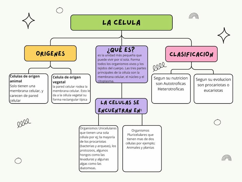 ORIGENES
LA CELULA
Д
¿QUÉ ES?
es la unidad más pequeña que
puede vivir por sí sola. Forma
todos los organismos vivos y los
tejidos del cuerp