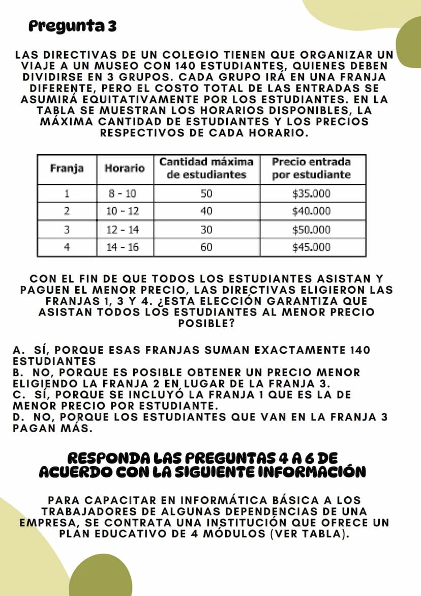 taller
matematicas
grado
11 Pregunta 1
UN SISTEMA DE TRANSPORTE MASIVO TIENE VARIAS
ESTACIONES (E1, E2,...) SOBRE UNA AVENIDA. EN
CONDICIONE