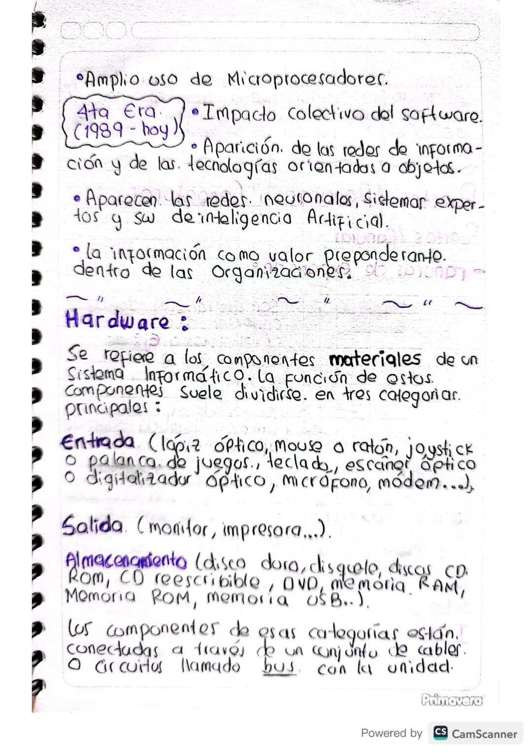 000
Amplio uso de Microprocesadores.
4ta Era
(1989-hoy)
Impacto colectivo del software.
• Aparición. de las redes de informa-
ción y de las 