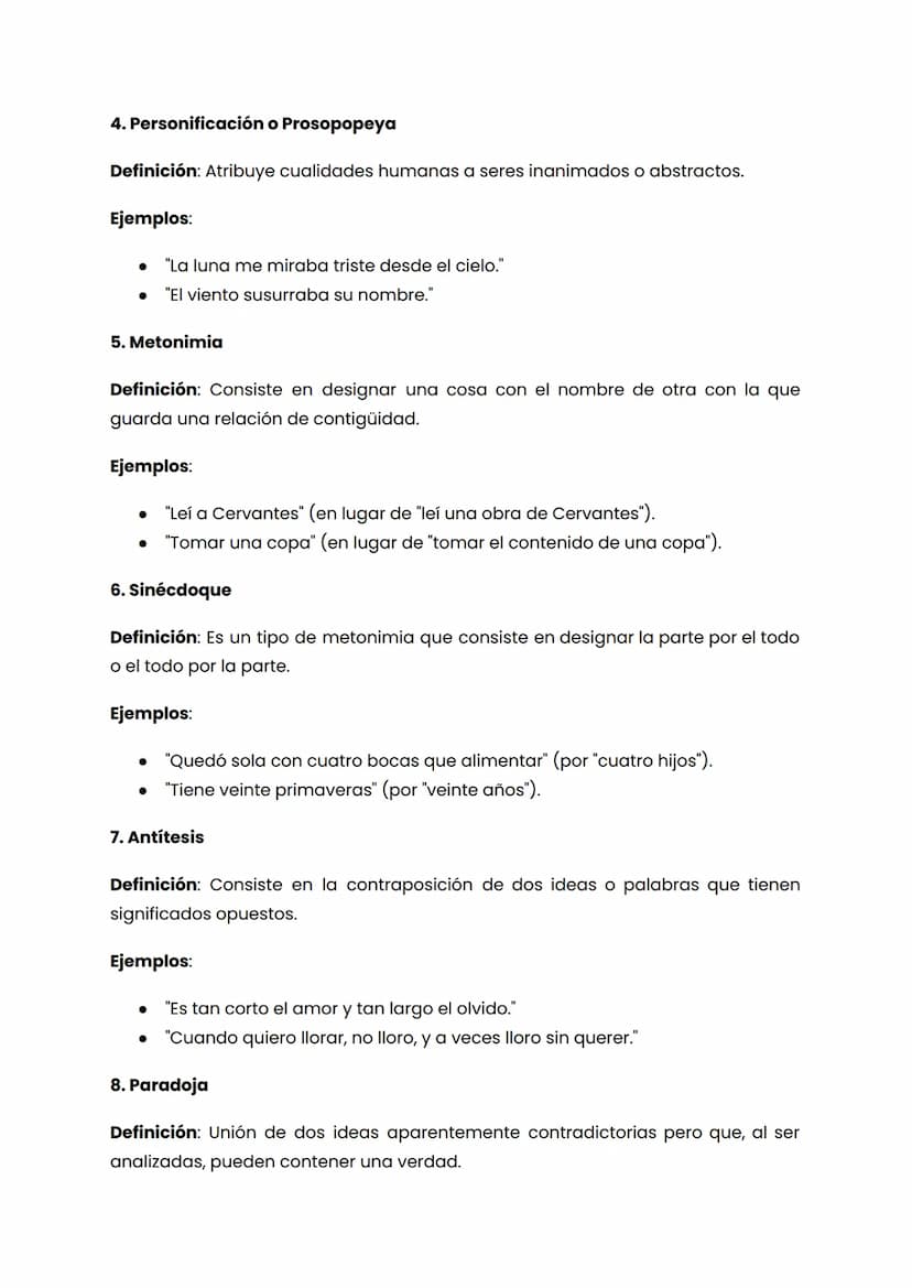 Figuras Literarias
Las figuras literarias son recursos estilísticos que los autores emplean para
embellecer su lenguaje y dotar de expresivi