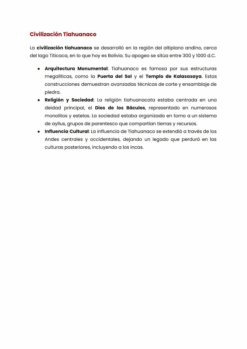 Civilizaciones precolombinas en America
Las civilizaciones precolombinas en América representan una vasta y rica
diversidad de culturas que 